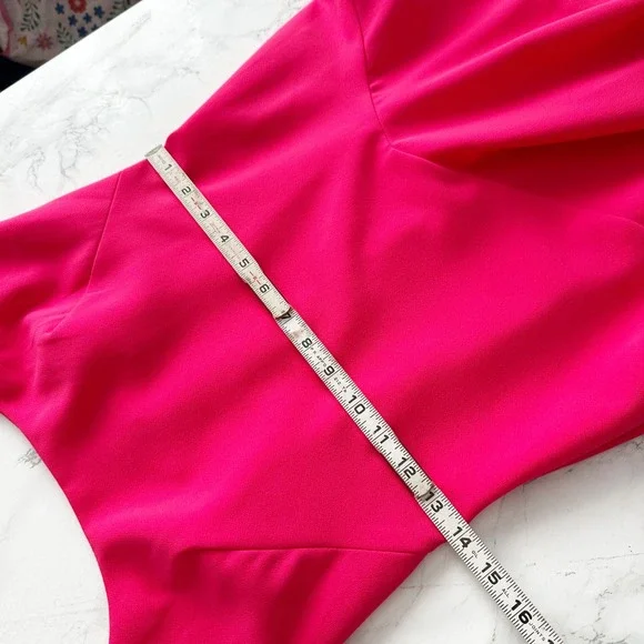 THEIA Hot Pink Spaghetti Strap High-Low Flowy Hem Midi Dress Size 2‎ - Picture 8 of 14